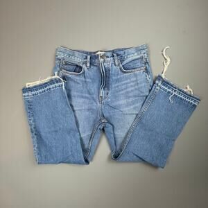 Free People High Rise Straight Jeans 28 Raw Cut Hem 100% Cotton Y2K Vibe